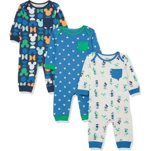 imageAmazon Essentials Disney  Marvel  Star Wars Unisex Babies Cotton Coveralls Pack of 3Mickey Oh Boy