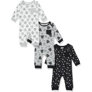imageAmazon Essentials Disney  Marvel  Star Wars Unisex Babies Cotton Coveralls Pack of 3Star Wars Tiny Trooper