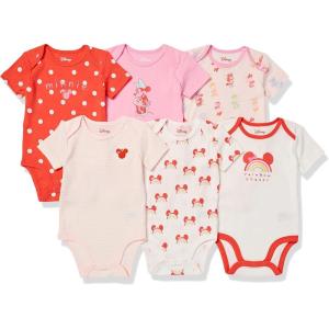 imageAmazon Essentials Disney  Marvel  Star Wars  Princess Baby Girls ShortSleeve Bodysuits Pack of 6Minnie Rainbow Chaser