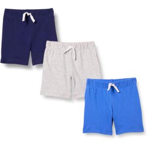 imageAmazon Essentials Unisex Babies Cotton PullOn Shorts MultipacksBlueGrey HeatherNavy