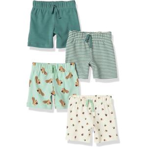 imageAmazon Essentials Unisex Babies Cotton PullOn Shorts MultipacksGreenIvory AcornMint Green SquirrelWhite Stripe