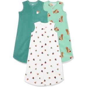 imageAmazon Essentials Unisex Babies Microfleece Wearable Blanket Sleep Sack Pack of 3Dark GreenLight Green SquirrelWhite Berry