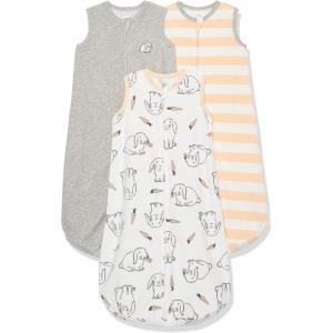 imageAmazon Essentials Unisex Babies Microfleece Wearable Blanket Sleep Sack Pack of 3Grey HeatherOrange StripeWhite Bunny