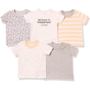 imageAmazon Essentials Unisex Babies ShortSleeve Tee Pack of 5Dark Grey CarrotsGrey HeatherOffwhiteOrange Rugby StripeRabbit