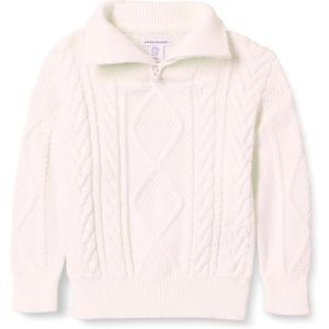 imageAmazon Essentials Boys and Toddlers QuarterZip CableKnit RelaxedFit SweaterEggshell White