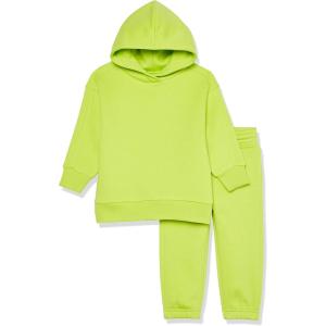 imageAmazon Essentials Unisex Kids and Toddlers Modern Sweat Set Pack of 2Lime Green