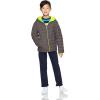 imageAmazon Essentials Boys and Toddlers Lightweight WaterResistant Packable Hooded Puffer JacketDark Grey Neon Yellow