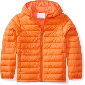 imageAmazon Essentials Boys and Toddlers Lightweight WaterResistant Packable Hooded Puffer JacketBright Orange