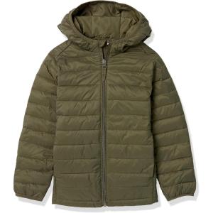 imageAmazon Essentials Boys and Toddlers Lightweight WaterResistant Packable Hooded Puffer JacketDark Olive