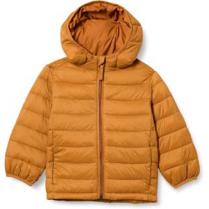 imageAmazon Essentials Boys and Toddlers Lightweight WaterResistant Packable Hooded Puffer JacketLight Brown