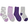 imageAmazon Essentials Kids Cozy Socks with NonSkid Bottoms 4 PairsGreyNavyPurpleWhite