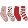 imageAmazon Essentials Kids Cozy Socks with NonSkid Bottoms 4 PairsLight PinkOrangeWhite RainbowStars