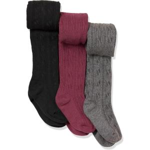 imageAmazon Essentials Girls Cable Knit Tight Pack of 3BurgundyBlackCharcoal Grey Heather