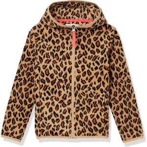 imageAmazon Essentials Girls and Toddlers Polar Fleece FullZip Hooded Lightweight JacketCamel Animal Print