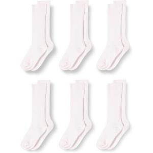imageAmazon Essentials Unisex Kids Casual Cotton Ribbed Knee High Socks 6 PairsWhite
