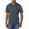 imageAmazon Essentials Mens TShirt SlimFit ShortSleeve Crewneck Pack of 2Grey HeatherNavy Stripe
