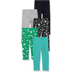 imageAmazon Essentials Girls and Toddlers Leggings MultipacksBlackFloralGreen CandyGreyTurquoise Blue Stripe