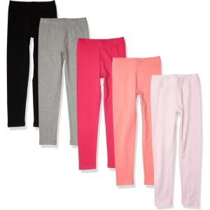 imageAmazon Essentials Girls and Toddlers Leggings MultipacksBlackGrey HeatherLight PinkPeachRed