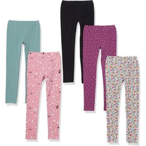 imageAmazon Essentials Girls and Toddlers Leggings MultipacksBlackPink FlowersPurple DotsTurquoise GreenWhite Ditsy Floral