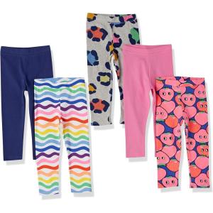 imageAmazon Essentials Girls and Toddlers Leggings MultipacksBlueGreyPinkStrawberriesWaves