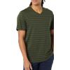 imageAmazon Essentials 100 Cotton T Shirts for Men RegularFit ShortSleeve VNeck Pack of 2 Available in Big ampamp TallNavyOliveStripe