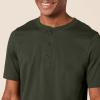 imageAmazon Essentials Mens RegularFit ShortSleeve Cotton Henley TShirt Pack of 2BlackDark Olive