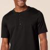 imageAmazon Essentials Mens RegularFit ShortSleeve Cotton Henley TShirt Pack of 2BlackWhite