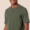 imageAmazon Essentials Mens RegularFit ShortSleeve Pique Henley Shirt Available in Big ampamp Tall Pack of 2BlackOlive