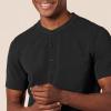 imageAmazon Essentials Mens SlimFit ShortSleeve Pique Henley Shirt Pack of 2Black