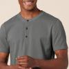 imageAmazon Essentials Mens SlimFit ShortSleeve Pique Henley Shirt Pack of 2BurgundyGrey