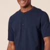imageAmazon Essentials Mens SlimFit ShortSleeve Pique Henley Shirt Pack of 2NavyWhite