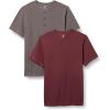 imageAmazon Essentials Mens SlimFit ShortSleeve Pique Henley Shirt Pack of 2BurgundyGrey