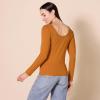 imageAmazon Essentials Womens Scoop Back Long Sleeve SlimFit RibKnit TShirt Pack of 2BlackCaramel