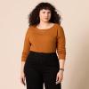 imageAmazon Essentials Womens Scoop Back Long Sleeve SlimFit RibKnit TShirt Pack of 2BlackCaramel