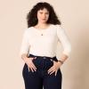 imageAmazon Essentials Womens Scoop Back Long Sleeve SlimFit RibKnit TShirt Pack of 2BlackEggshell White