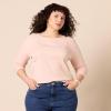 imageAmazon Essentials Womens Scoop Back Long Sleeve SlimFit RibKnit TShirt Pack of 2BlushBurgundy