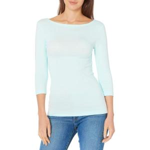 imageAmazon Essentials Womens SlimFit 34 Sleeve Boat Neck TShirtAqua Blue