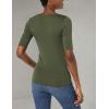 imageAmazon Essentials Womens SlimFit Half Sleeve Square Neck TShirtOlive
