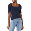 imageAmazon Essentials Womens SlimFit Half Sleeve Square Neck TShirtNavy