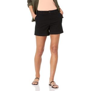 imageAmazon Essentials Womens MidRise SlimFit 5 Inch Inseam Khaki Short Available in Straight and Curvy FitsBlack