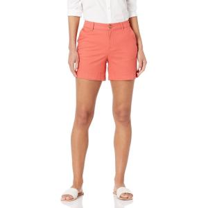 imageAmazon Essentials Womens MidRise SlimFit 5 Inch Inseam Khaki Short Available in Straight and Curvy FitsCoral Pink