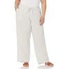 imageAmazon Essentials Womens Linen Blend Drawstring Relaxed Fit Wide Leg Pant Available in Plus SizeEcru
