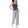 imageAmazon Essentials Womens Linen Blend Drawstring Relaxed Fit Wide Leg Pant Available in Plus SizeGrey Vertical Stripe
