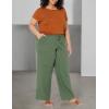 imageAmazon Essentials Womens Linen Blend Drawstring Relaxed Fit Wide Leg Pant Available in Plus SizeMilitary Green