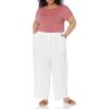 imageAmazon Essentials Womens Linen Blend Drawstring Relaxed Fit Wide Leg Pant Available in Plus SizeWhite