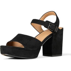 imageAmazon Essentials Womens Platform Heel SandalBlack Faux Suede