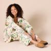 imageAmazon Essentials Womens RegularFit FullLength Satin Pajama PantsBeige Peach Floral