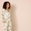 imageAmazon Essentials Womens RegularFit LongSleeve Satin Sleep Shirt Only Pants Sold SeparatelyBeige Peach Floral