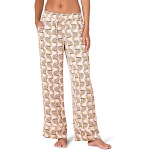 imageAmazon Essentials Womens RegularFit FullLength Satin Pajama PantsPale Pink Blush Leopard