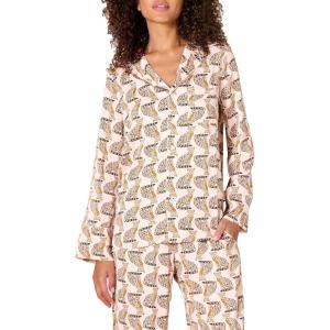 imageAmazon Essentials Womens RegularFit LongSleeve Satin Sleep Shirt Only Pants Sold SeparatelyPale Pink Blush Leopard